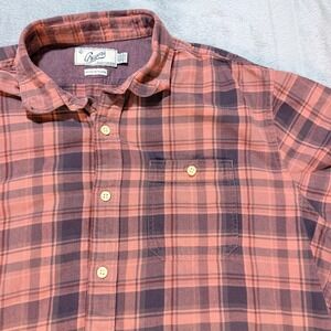 Grayers Clothiers Mens Plaid Button‎ Up Shirt Coral Navy XL